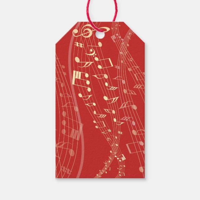 Etiqueta Para Presente Etiqueta de Presente Musical de Natal Vermelho e D (Frente)