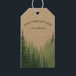 Etiqueta Para Presente Etiqueta de Presente Personalizada com Logotipo de<br><div class="desc">Este design apresenta uma floresta de pinheiros em tons suaves de verde floresta. Também é ótimo para lembranças de casamento na floresta ou bosque.</div>