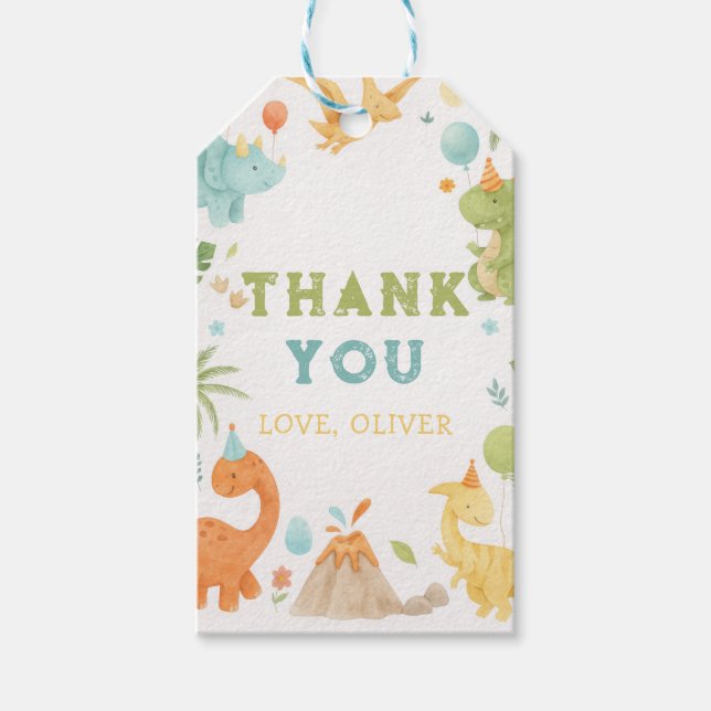 Etiqueta Para Presente Etiqueta de Presente Personalizada de Dinossauro e (Frente)