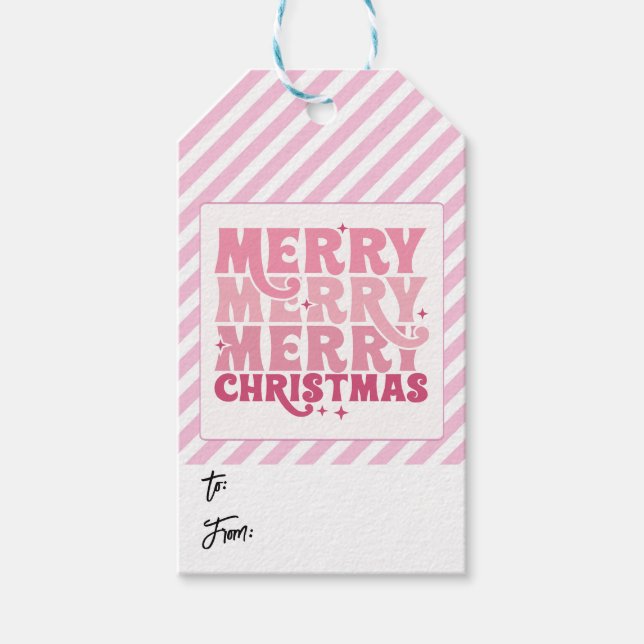 Etiqueta Para Presente Etiqueta de presente Rosa Riscado Feliz Natal de/p (Frente)