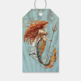 Etiqueta Para Presente Etiqueta de Presente Sereia Vintage Azul Oceano