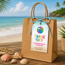 Etiqueta de Presente Tema Praia Colorido (Bola de
