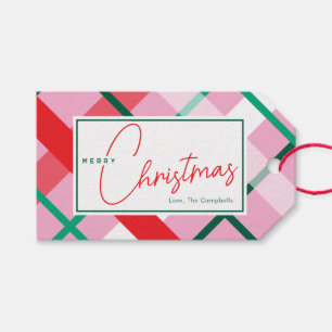 Etiqueta Para Presente Etiqueta de Presente Xadrez de Natal Vermelho Verd