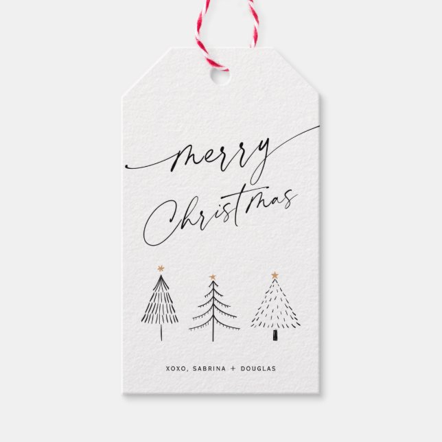 Etiqueta Para Presente Etiqueta Mínima de Presente da Caligrafia de Natal (Frente)