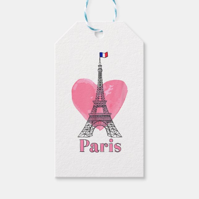 Etiqueta Para Presente Eu Amo Paris Eiffel Tower France Presente (Frente)