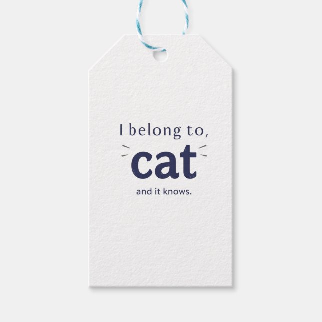 Etiqueta Para Presente Eu Pertenço ao Gato (Frente)