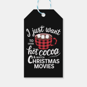 Etiqueta Para Presente Eu só quero beber chocolate quente e assistir Nata
