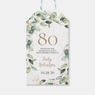 Etiqueta Para Presente Eucalipto de Aniversário de 80 anos Obrigado