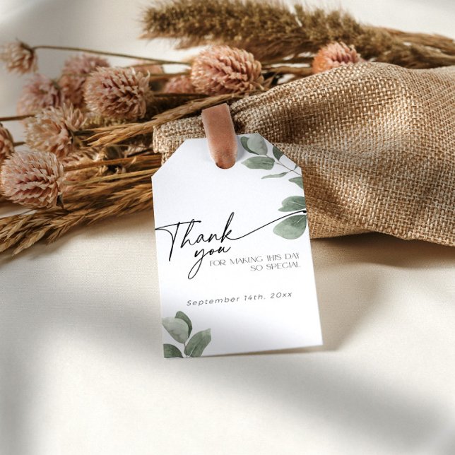 Etiqueta Para Presente Eucalipto Folhagem Obrigado Sage Festa de Noivado (Criador carregado)