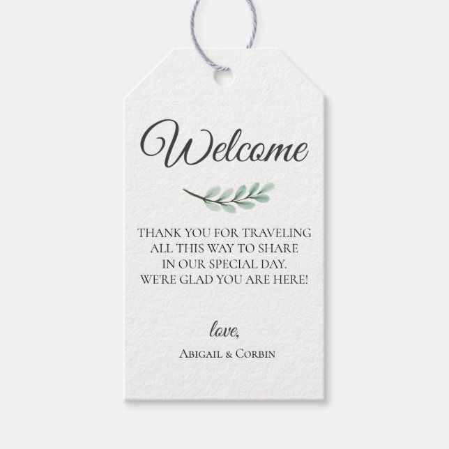 Etiqueta Para Presente Eucalyptus Branch Welcome Bag (Frente)