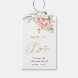 Etiqueta Para Presente Eucalyptus Peony Baptism & Christening Dift Tag