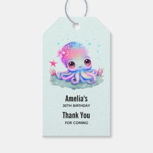 Etiqueta Para Presente Evento de Criatura do Mar de Octopus, Cute Obrigad