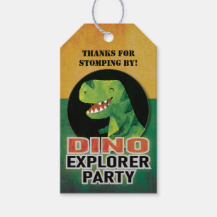 Etiqueta Para Presente Explorador de Dinossauros Personalizado Aniversári