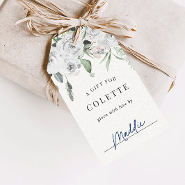 Etiqueta Para Presente Exposição de Chás de Noiva Florais Brancos com Euc