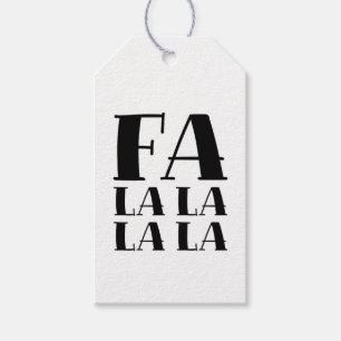 Etiqueta Para Presente FA LA LA LA Chic Festivo Branco & Preto Natal
