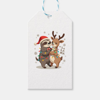 Etiqueta Para Presente Fa La La Llama Luzes de Natal Preguiça Montando Ll