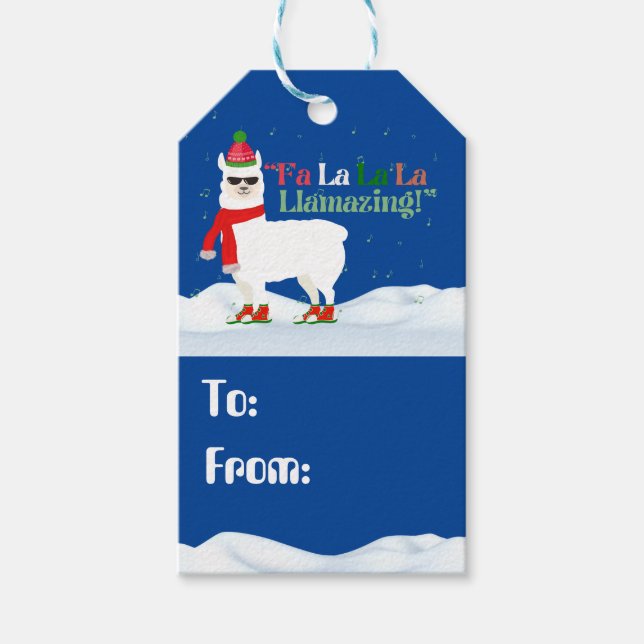 Etiqueta Para Presente Fa La Lama Christmas Carol (Frente)