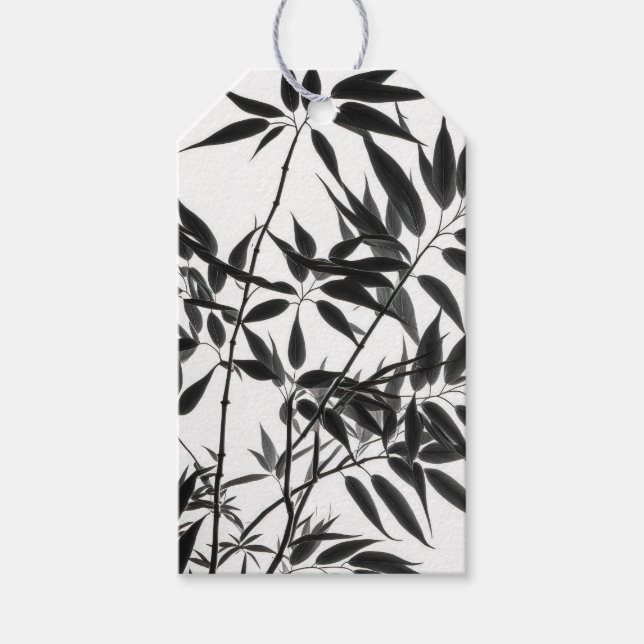 Etiqueta Para Presente Fábrica de Bambu preto e branco (Frente)