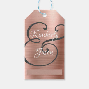 Etiqueta Para Presente Faça Os Nomes De Script, Wh/Cinza, Rosa Dourado Me