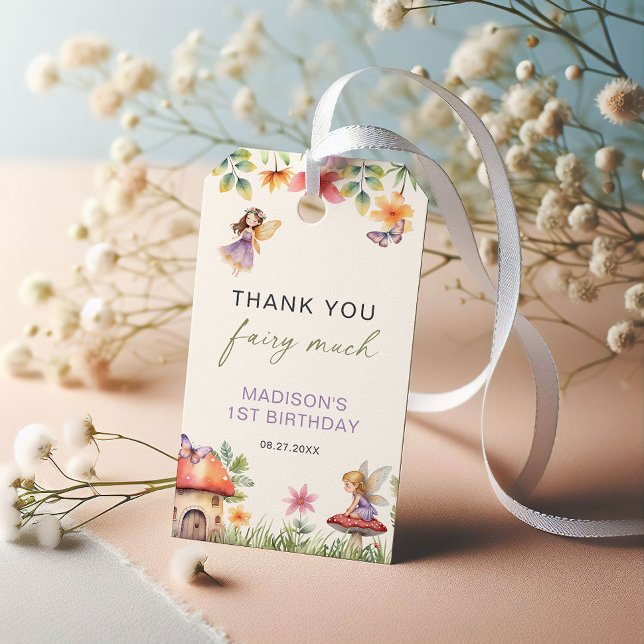 Etiqueta Para Presente Fada Primeiro Aniversário Floresta Encantada Obrig (Criador carregado)