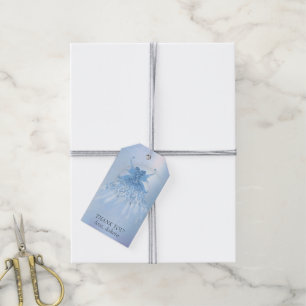 Etiqueta Para Presente Fada Wing Ice Gown Frost Blue Sheen Obrigado