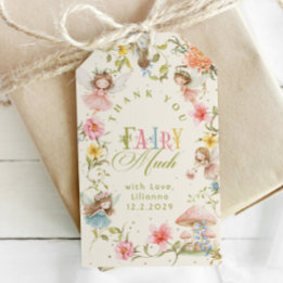 Etiqueta Para Presente Fairy First Birthday Colorful Bright Thank you