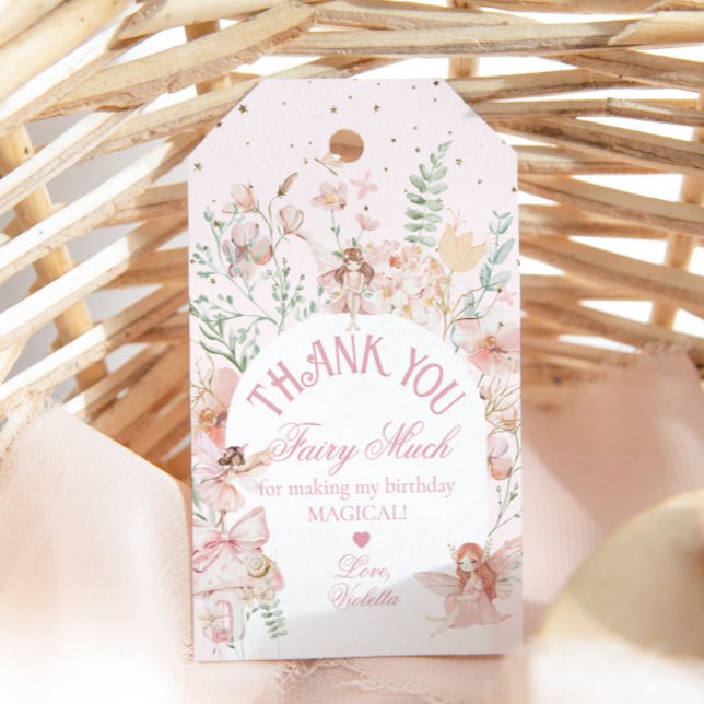 Etiqueta Para Presente Fairy First Birthday Enchanted garden Whimsical (Criador carregado)