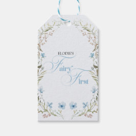Etiqueta Para Presente Fairy First Birthday Invitation | Elegant Blue 