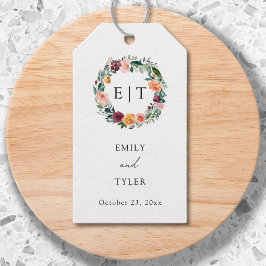 Etiqueta Para Presente Fall Autumn Rosa Fllower Floral Wreath Casamento