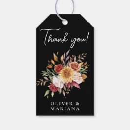 Etiqueta Para Presente Fall Foliage Floral Black Weding Favor