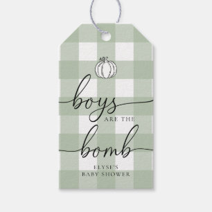 Etiqueta Para Presente Fall Pumpkin Sage Green Gingham Bath Bomb Favor