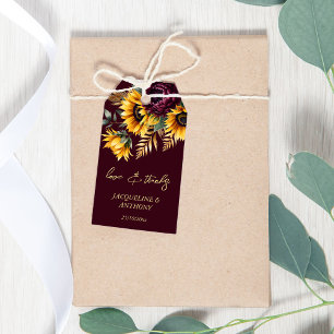 Etiqueta Para Presente Fall Summer Burguns sunflower favor de casamento