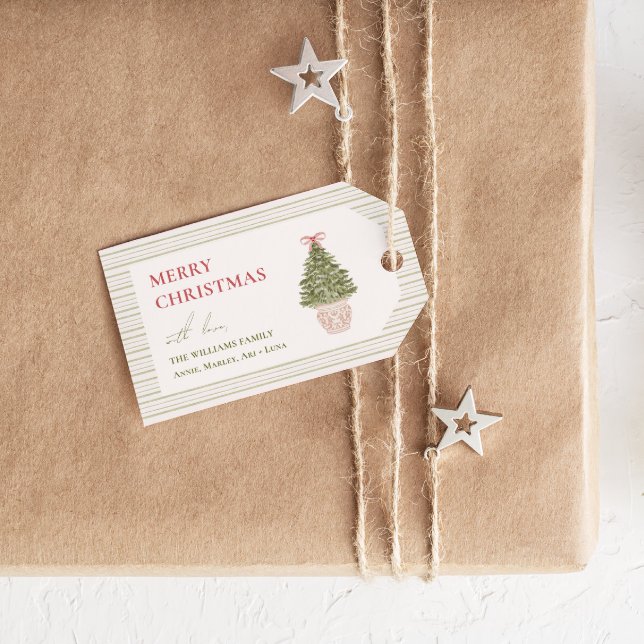 Etiqueta Para Presente Família de Natal Coquette do Avô Chic (Criador carregado)