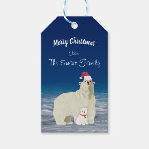 Etiqueta Para Presente Família de Urso Polar de Natal Bonito