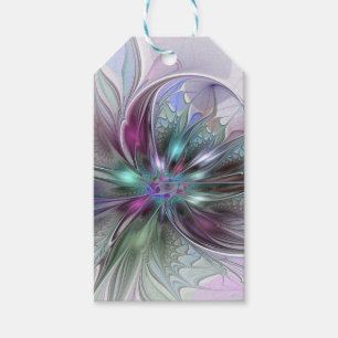 Etiqueta Para Presente Fantasia Abstrata Colorida Moderna Floral Fractal