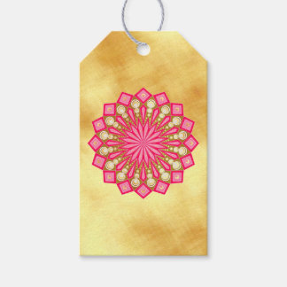 Etiqueta Para Presente Fantasia de Mandala em Ouro Rosa