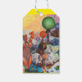 Etiqueta Para Presente Fantasia em Aquarela Eros cavalga Leoa Branca Mulh
