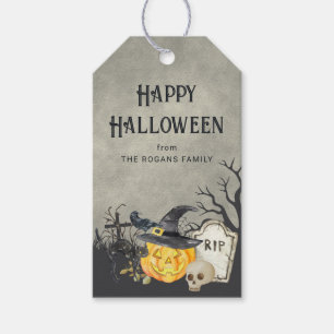 Etiqueta Para Presente Fantasias Assustadoras e Coquetéis de Halloween