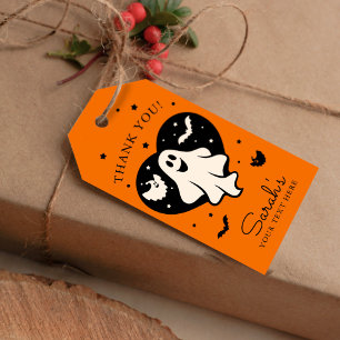 Etiqueta Para Presente Fantasma Bonita Do Halloween Com Coração E Bat