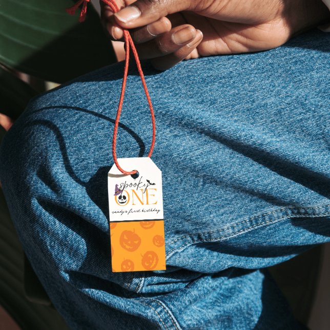 Etiqueta Para Presente Fantasmagórico Um aniversário de 1 ano no Hallowee (spooky one 1st birthday gift tags)