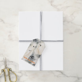 Etiqueta Para Presente Fantasmas de Aquarela Personalizados Feliz Hallowe