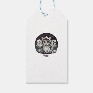 Etiqueta Para Presente Fantástico Ghost Cat Boo Halloween Animal Ghost Ga