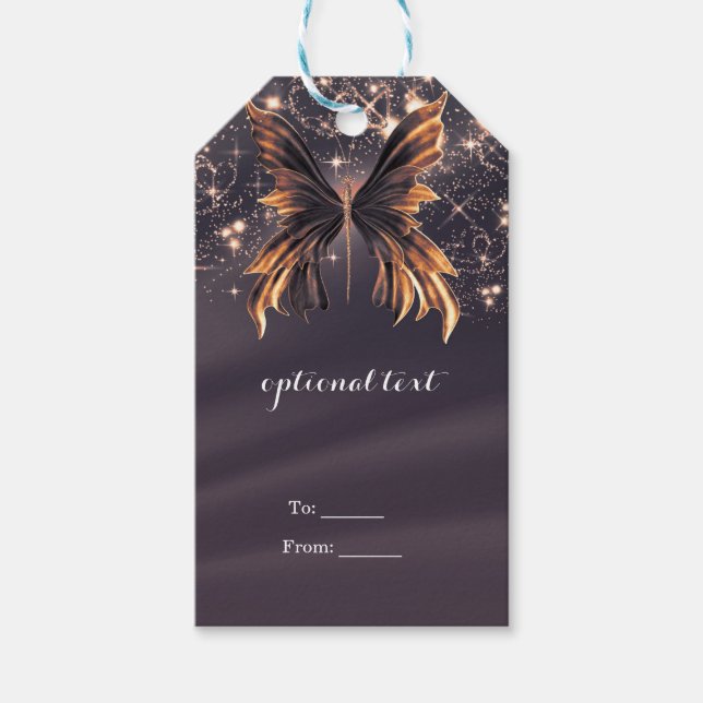 Etiqueta Para Presente Fantasy Butterfly Dourada Sparkle (Frente)