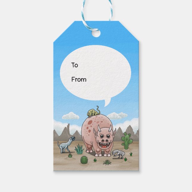 Etiqueta Para Presente Fantasy dinossauro aniversário (Frente)