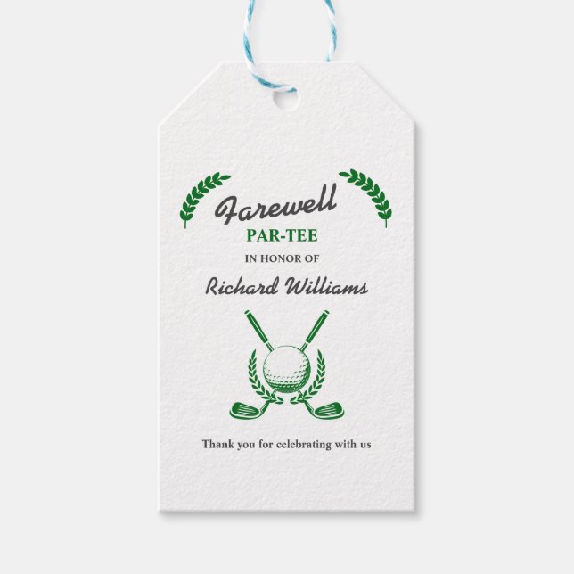Etiqueta Para Presente Farewell Retirement Golf Club Wreath Themed Party (Frente)
