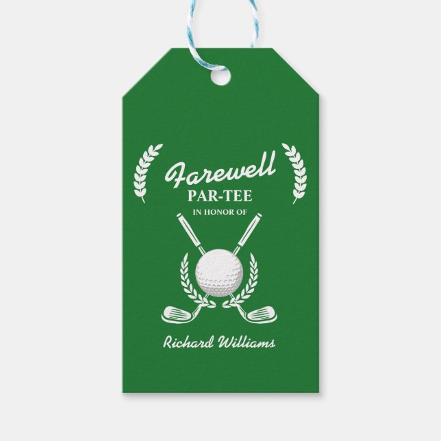 Etiqueta Para Presente Farewell Retirement Golf Clusters Wreath Themed Pa (Frente)