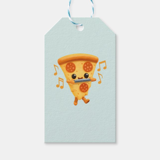 Etiqueta Para Presente Fatia Reproduzindo uma Harmonica (Frente)