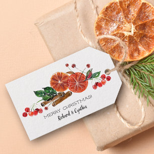 Etiqueta Para Presente Fatias de Laranja e Canela Natal