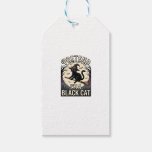 Etiqueta Para Presente Fato de Gata Preta Vintage Halloween Bruxa Gata Ca
