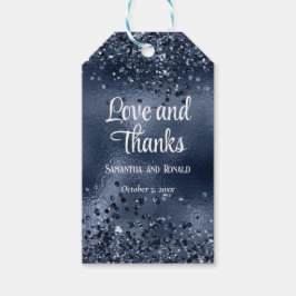 Etiqueta Para Presente Faux Dark Blue Glitter e Foil Weding